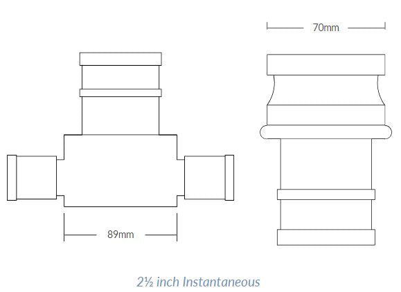 Aluminium 2.5" BS336 Instantaneous Coupling x Hose Tail