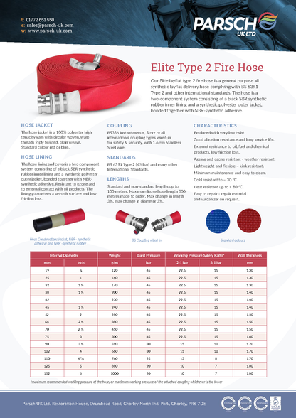 Elite Hose Hose to BS6391 Type 2 - Red (Hose Only)