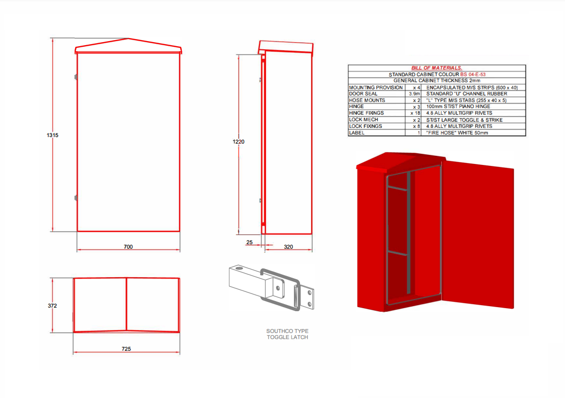 Fire Hose Cabinet - GRP Fibreglass